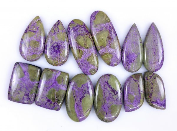 6 Pairs 259Cts Natural Purple Stichtite pair lot Mix Shape Cabochon Loose Gemstone Size 39x16 26x15mm#R-5901