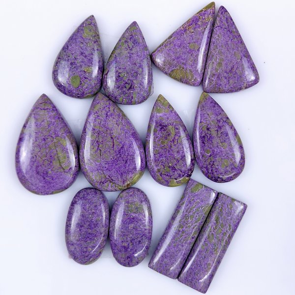 6 Pairs 179Cts Natural Purple Stichtite pair lot Mix Shape Cabochon Loose Gemstone Size 30x20 25x14mm#R-5915