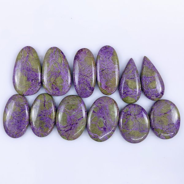 6 Pairs 193Cts Natural Purple Stichtite Cabochon Gemstone Earring Pairs fancy shape Serpentine smooth dangle matching pairs 30x18 25x18mm#R-5916