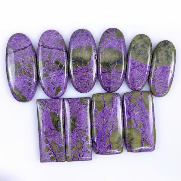 5 Pairs 257Cts Natural Purple Stichtite Cabochon Gemstone Earring Pairs fancy shape Serpentine smooth dangle matching pairs  35x15 33x14mm#R-5926