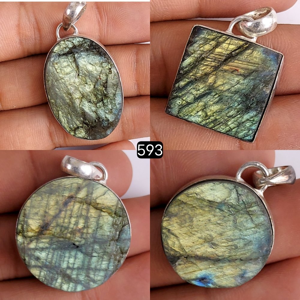 4Pcs 220Cts Natural Labradorite Druzy Cabochon Gemstone Pendant Lot 25x25 20x20mm#593