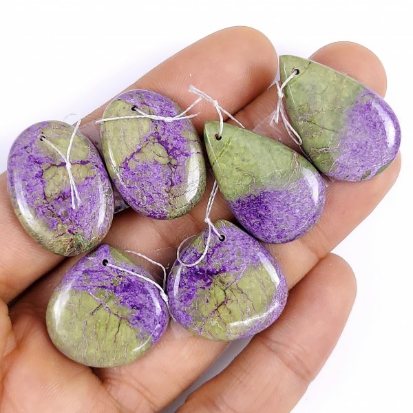3Pair Lot 105Cts Natural Purple Stichtite Cabochon Gemstone Earring Pairs fancy shape Serpentine smooth Drilled matching pairs dangle Earring 30x18 24x24mm #R-5938