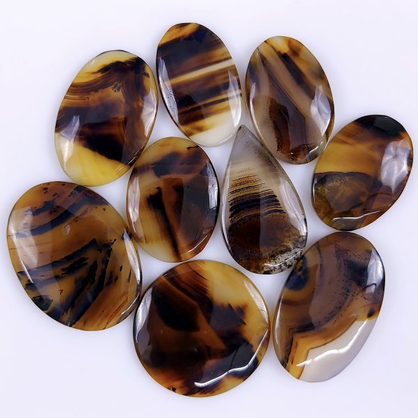 9 Pcs 215Cts Natural Montana Agate Cabochon Lot ,Loose gemstones Mix Shape &amp; Size 35x25 27x20mm #6003