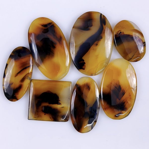 7 Pcs 174Cts Natural Montana Agate Cabochon Lot ,Loose gemstones Mix Shape &amp; Size 35x25 25x17mm#G-1799