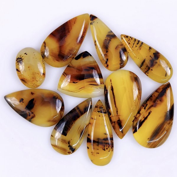 10Pcs 109Cts Natural Montana Agate Cabochon Lot ,Loose gemstones Mix Shape &amp; Size 28x15 16x12mm#6027