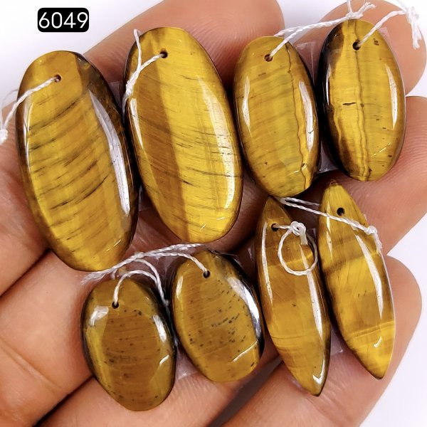 4pair 102cts Natural tiger&#039;s Eye Cabochon Gemstone Pair Lot Drilled Earring   Mix Shape &amp; Size 30x15 20x14mm#6049