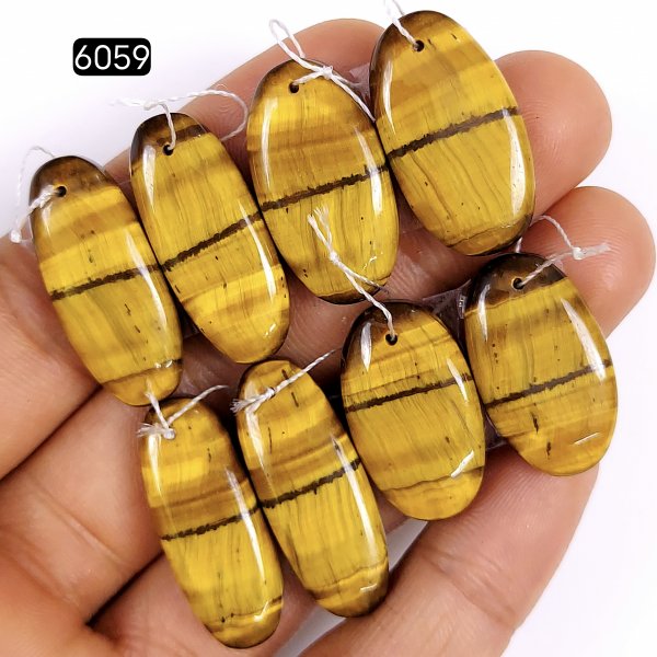 4pair 137cts Natural tiger&#039;s Eye Cabochon Gemstone Pair Lot Drilled Earring   Mix Shape &amp; Size 28x12 25x14mm#6059