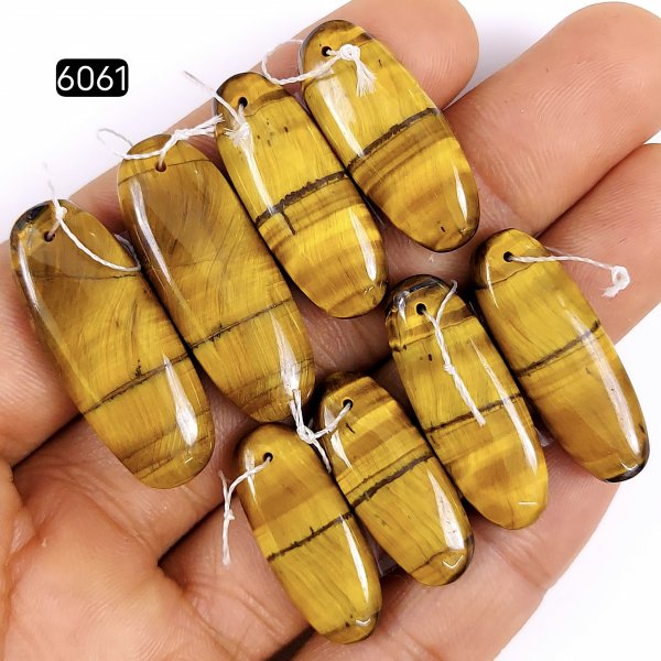 4pair 152cts Natural tiger&#039;s Eye Cabochon Gemstone Pair Lot Drilled Earring   Mix Shape &amp; Size 34x12 26x10mm#6061