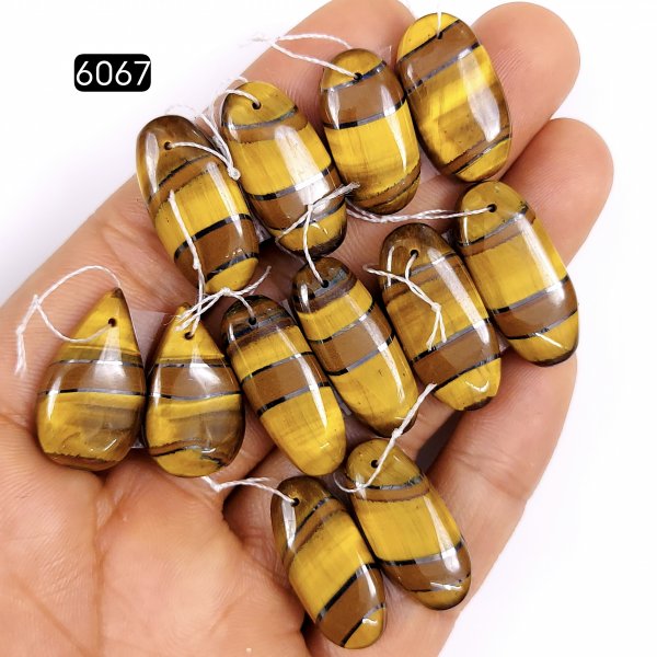 6pair 188cts Natural tiger&#039;s Eye Cabochon Gemstone Pair Lot Drilled Earring   Mix Shape &amp; Size 28x14 25x10mm#6067