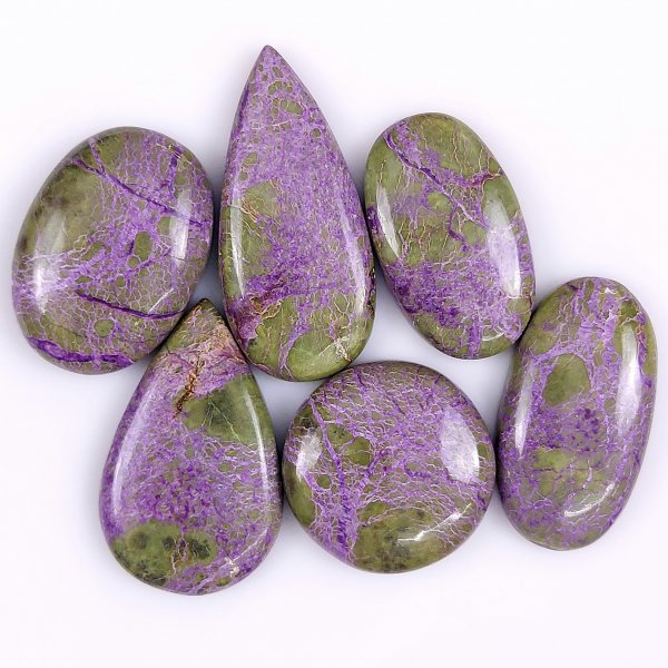 6 Pcs 139cts Natural Purple Stichtite Cabochon Gemstone Lot Mix Shape &amp; Size 36x18 24x24mm#G-1712