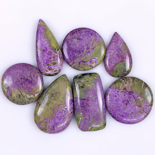 7 Pcs 98cts Natural Purple Stichtite Cabochon Gemstone Lot Mix Shape &amp; Size 30x18 20x20mm#G-1713