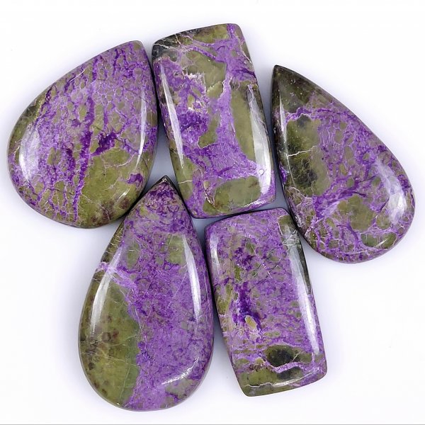 5 Pcs 143cts Natural Purple Stichtite Cabochon Gemstone Lot Mix Shape &amp; Size 38x22 34x22mm#G-1715