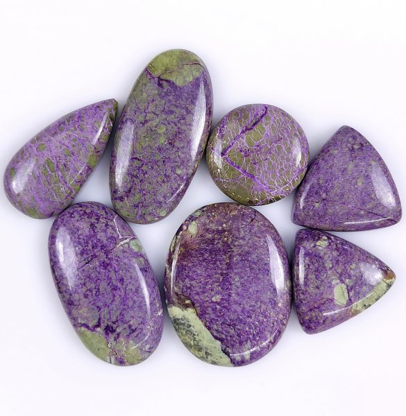 7 Pcs 130cts Natural Purple Stichtite Cabochon Gemstone Lot Mix Shape &amp; Size 34x17 18x18mm#G-1716
