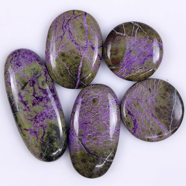 5 Pcs 134cts Natural Purple Stichtite Cabochon Gemstone Lot Mix Shape &amp; Size 45x18 20x20 mm#G-1720