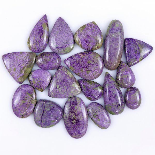 18 Pcs 198cts Natural Purple Stichtite Cabochon Gemstone Lot Mix Shape &amp; Size 34x12 15x10mm#G-1722