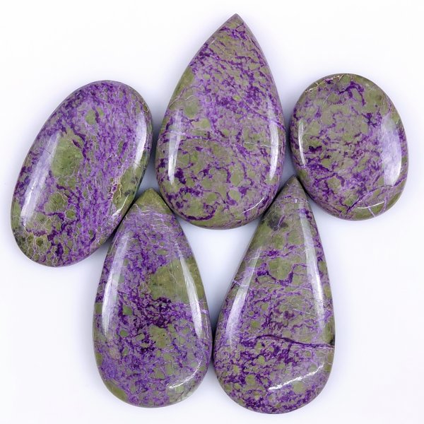5 Pcs 201cts Natural Purple Stichtite Cabochon Gemstone Lot Mix Shape &amp; Size 47x22 29x23mm#G-1724
