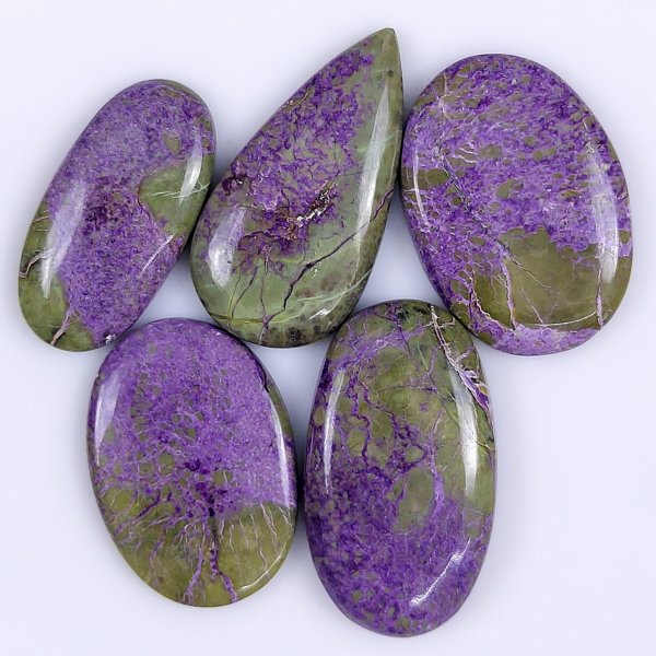 5 Pcs 105cts Natural Purple Stichtite Cabochon Gemstone Lot Mix Shape &amp; Size 34x17 29x9mm#G-1725