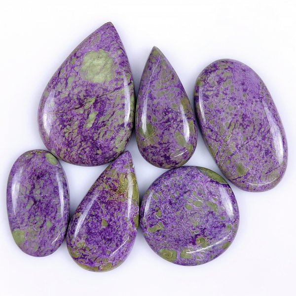 6 Pcs 178cts Natural Purple Stichtite Cabochon Gemstone Lot Mix Shape &amp; Size 40x28 30x18 mm#G-1726