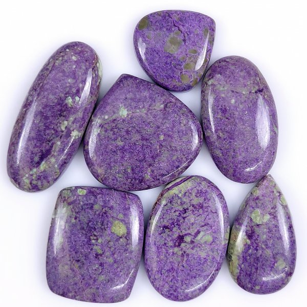 7 Pcs 149cts Natural Purple Stichtite Cabochon Gemstone Lot Mix Shape &amp; Size 37x16 20x20 mm#G-1727