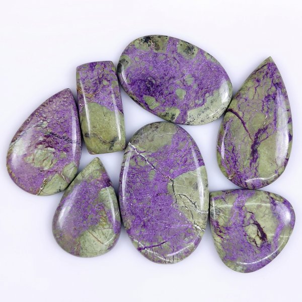 7 Pcs 195cts Natural Purple Stichtite Cabochon Gemstone Lot Mix Shape &amp; Size 45x28 32x21 mm#G-1728