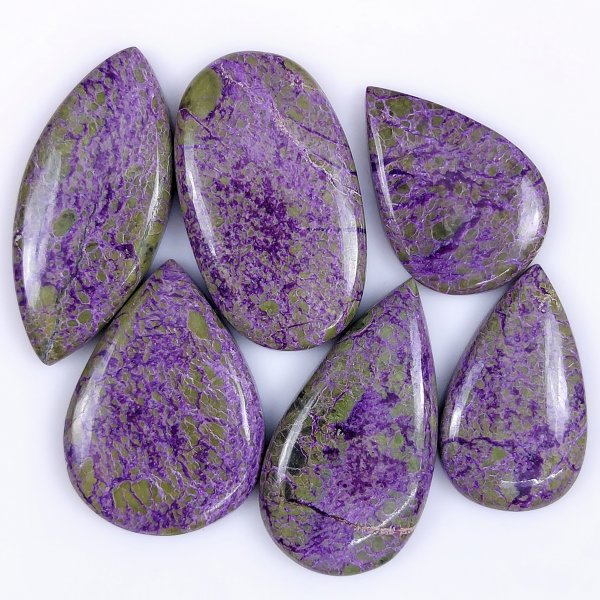 6 Pcs 188cts Natural Purple Stichtite Cabochon Gemstone Lot Mix Shape &amp; Size 40x24 32x22 mm#G-1729