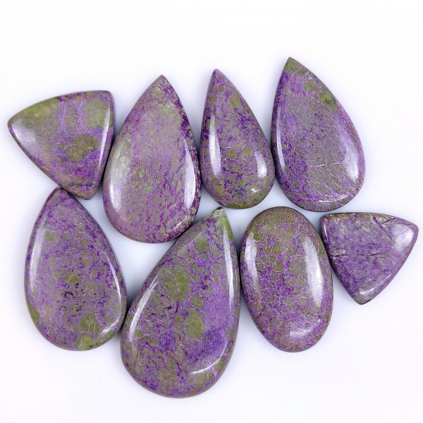 8 Pcs 242cts Natural Purple Stichtite Cabochon Gemstone Lot Mix Shape &amp; Size 46x26 22x22mm#G-1731