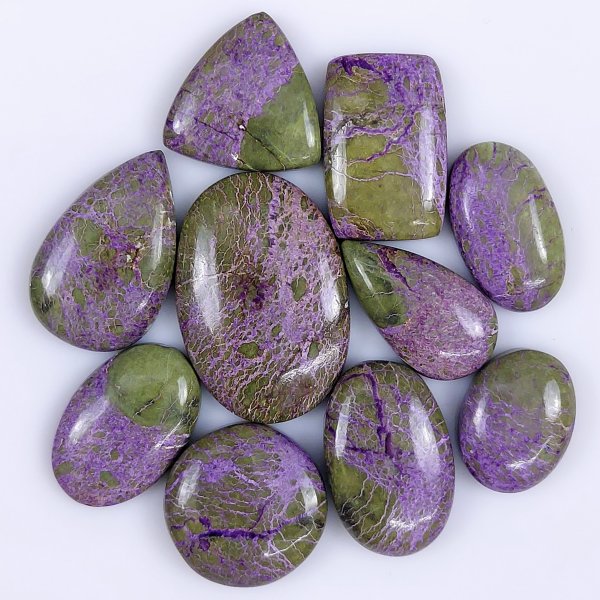 10 Pcs 135cts Natural Purple Stichtite Cabochon Gemstone Lot Mix Shape &amp; Size 30x20 16x12mm#G-1732