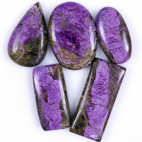 5 Pcs 138cts Natural Purple Stichtite Cabochon Gemstone Lot Mix Shape &amp; Size 36x16 27x15mm#G-1733