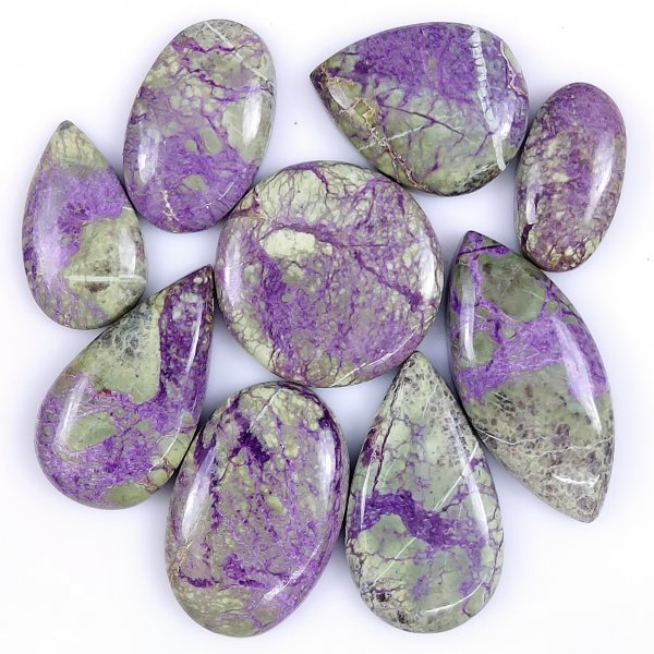 9 Pcs 159cts Natural Purple Stichtite Cabochon Gemstone Lot Mix Shape &amp; Size 35x16 20x12mm#G-1734
