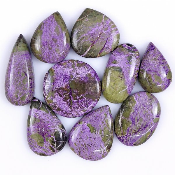 9 Pcs 129cts Natural Purple Stichtite Cabochon Gemstone Lot Mix Shape &amp; Size 30x12 20x20mm#G-1735