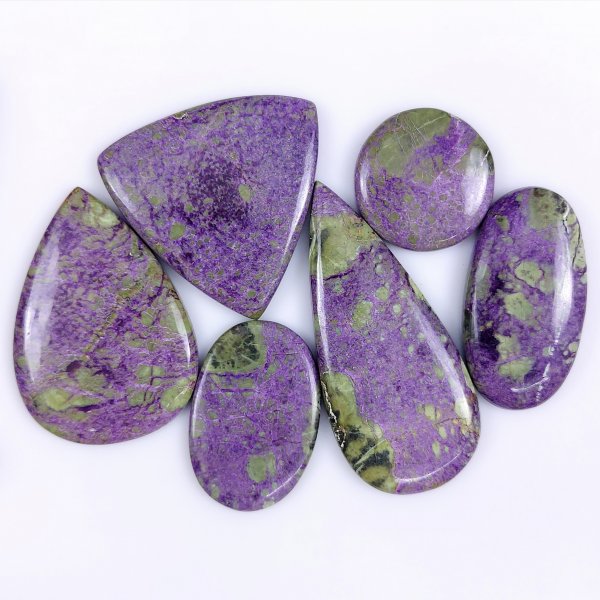 6 Pcs 228cts Natural Purple Stichtite Cabochon Gemstone Lot Mix Shape &amp; Size 58x26 25x25mm#G-1736