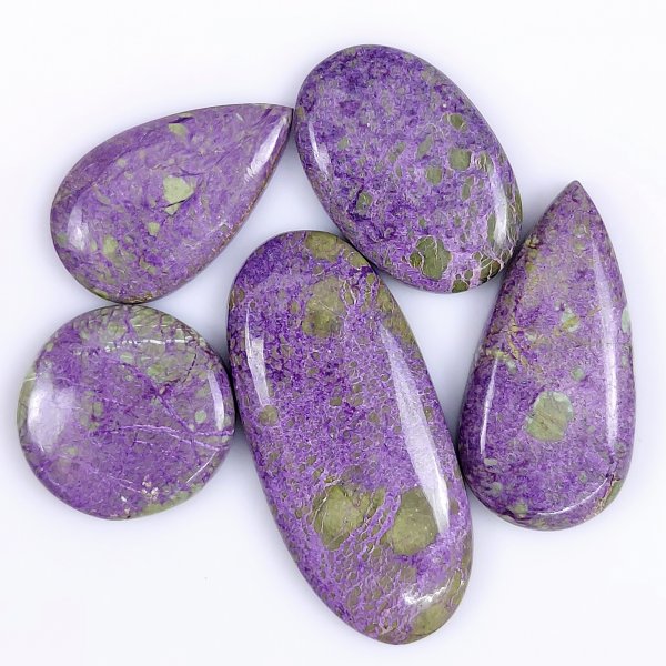5 Pcs 108cts Natural Purple Stichtite Cabochon Gemstone Lot Mix Shape &amp; Size 45x20 22x22mm#G-1737