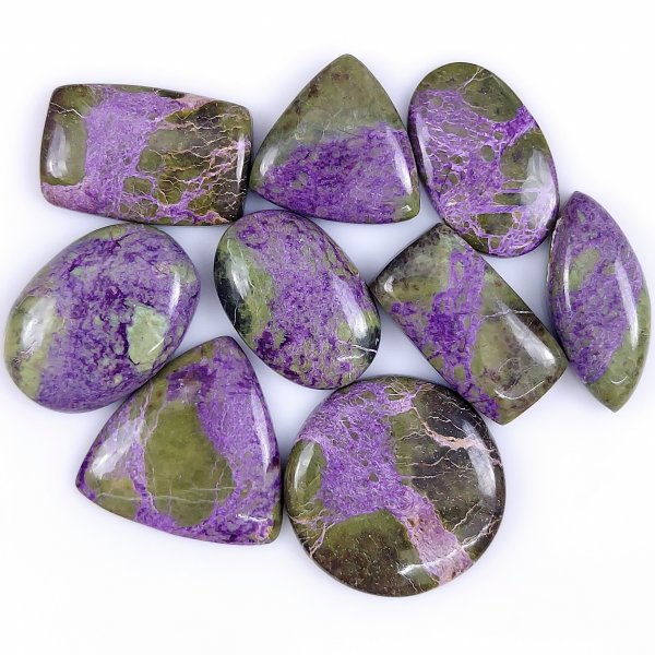 9 Pcs 163cts Natural Purple Stichtite Cabochon Gemstone Lot Mix Shape &amp; Size 27x27 20x20mm#G-1738
