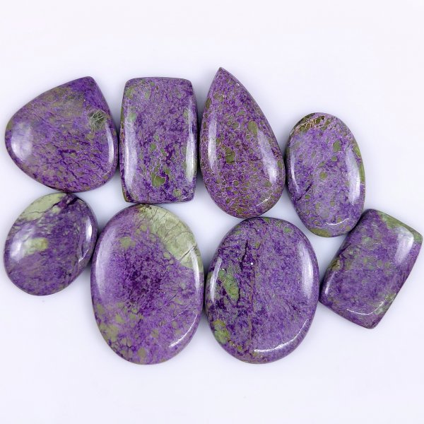 8 Pcs 196cts Natural Purple Stichtite Cabochon Gemstone Lot Mix Shape &amp; Size 34x26 25x16mm#G-1739