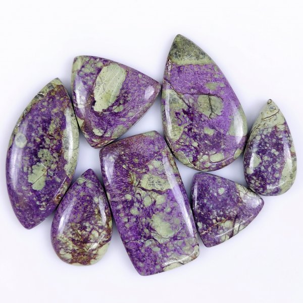 7 Pcs 191cts Natural Purple Stichtite Cabochon Gemstone Lot Mix Shape &amp; Size 40x20 20x20mm#G-1741