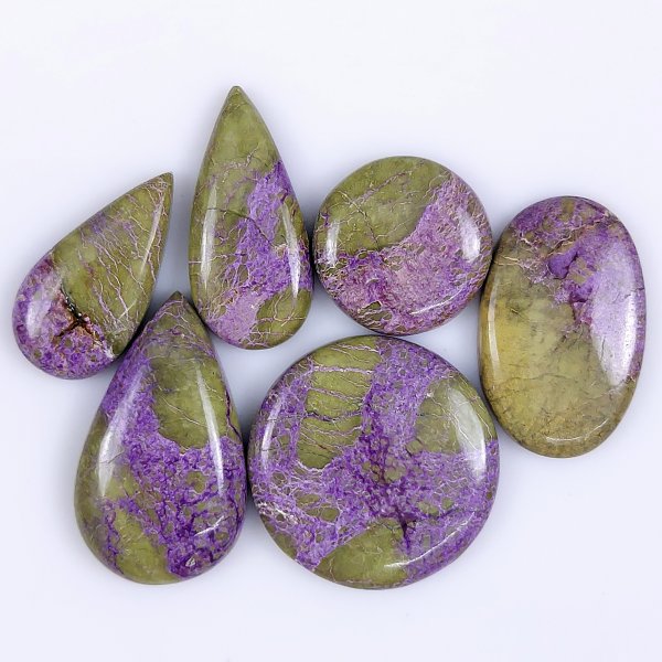 6 Pcs 104cts Natural Purple Stichtite Cabochon Gemstone Lot Mix Shape &amp; Size 27x27 18x18mm#G-1742