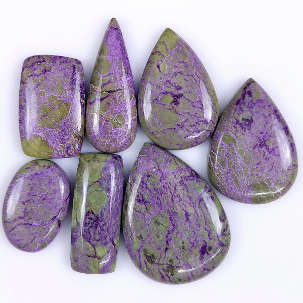 7 Pcs 175cts Natural Purple Stichtite Cabochon Gemstone Lot Mix Shape &amp; Size 40x28 25x16mm#G-1743