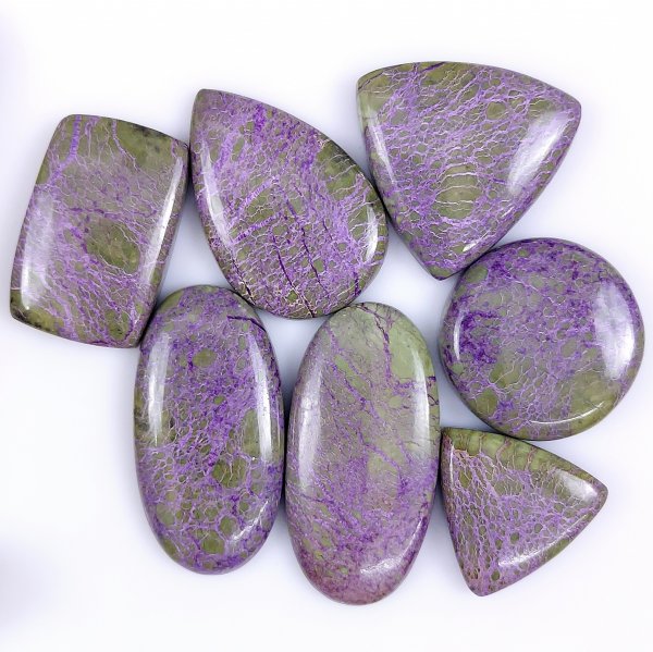7 Pcs 222cts Natural Purple Stichtite Cabochon Gemstone Lot Mix Shape &amp; Size 40x20 22x22mm#G-1748