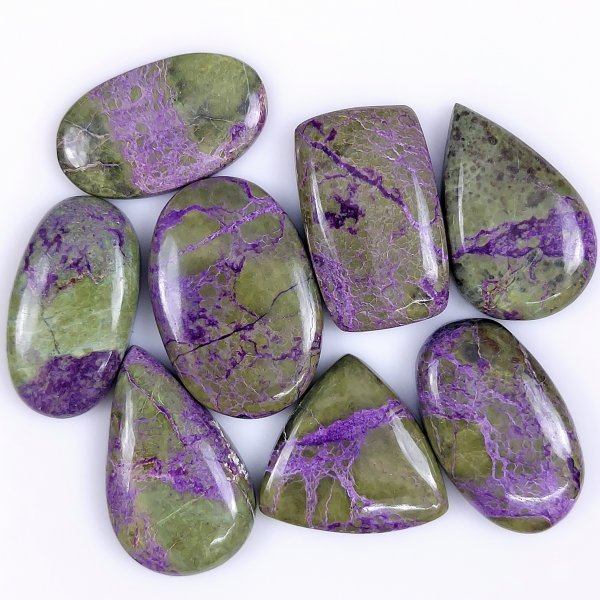8 Pcs 180cts Natural Purple Stichtite Cabochon Gemstone Lot Mix Shape &amp; Size 30x20 28x16mm#G-1749