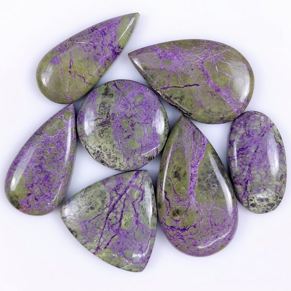 7 Pcs 169Cts Natural Purple Stichtite Cabochon Gemstone Lot Mix Shape &amp; Size 38x20 22x22mm