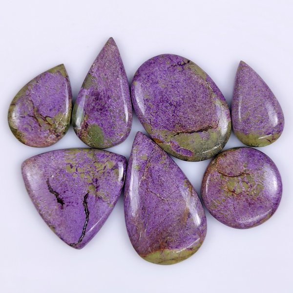 7 Pcs 114Cts Natural Purple Stichtite Cabochon Gemstone Lot Mix Shape &amp; Size 38x20 20x20mm#G-1754