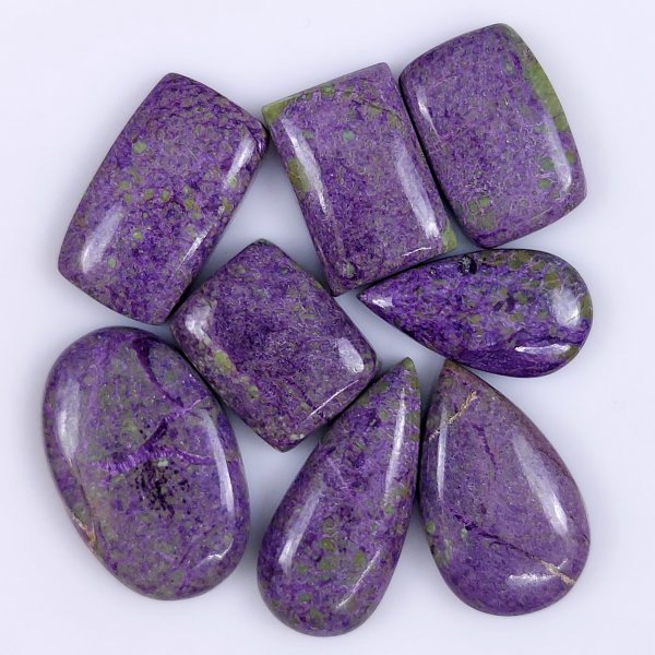 8 Pcs 121Cts Natural Purple Stichtite Cabochon Gemstone Lot Mix Shape &amp; Size 30x18 20x15mm#G-1756