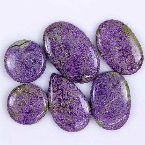 6 Pcs 166Cts Natural Purple Stichtite Cabochon Gemstone Lot Mix Shape &amp; Size 37x25 22x22mm#G-1757