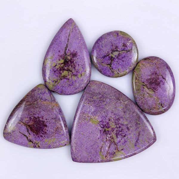 5 Pcs 135Cts Natural Purple Stichtite Cabochon Gemstone Lot Mix Shape &amp; Size 40x40 22x22mm#G-1759