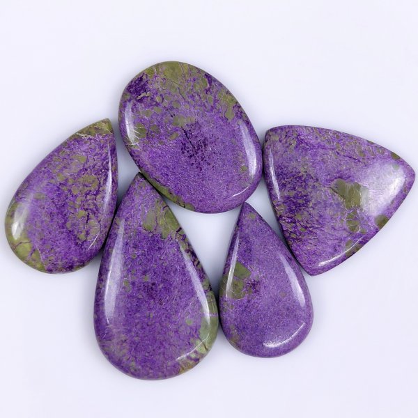 5 Pcs 168Cts Natural Purple Stichtite Cabochon Gemstone Lot Mix Shape &amp; Size 45x26 34x20 mm#G-1760
