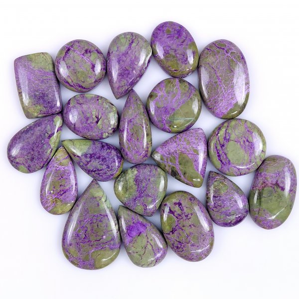 19 Pcs 182Cts Natural Purple Stichtite Cabochon Gemstone Lot Mix Shape &amp; Size 29x18 18x12mm#6126