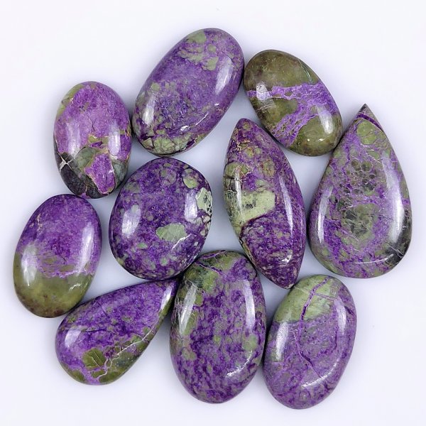 10 Pcs 110Cts Natural Purple Stichtite Cabochon Gemstone Lot Mix Shape &amp; Size 28x12 20x12mm#G-1761