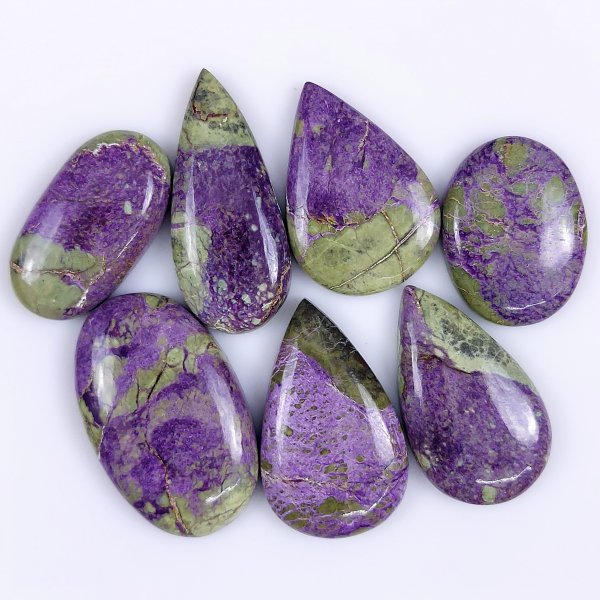 7 Pcs 166Cts Natural Purple Stichtite Cabochon Gemstone Lot Mix Shape &amp; Size 35x22 26x20 mm#G-1762