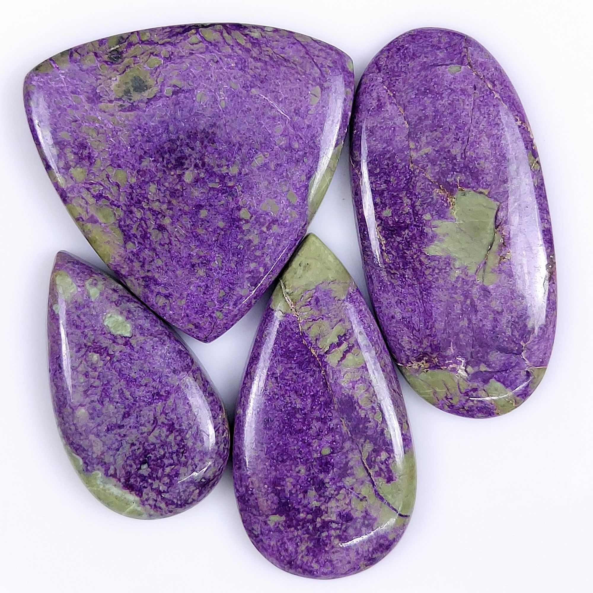 4 Pcs 178Cts Natural Purple Stichtite Cabochon Gemstone Lot Mix Shape  Size 50x25 35x20mmG-1763