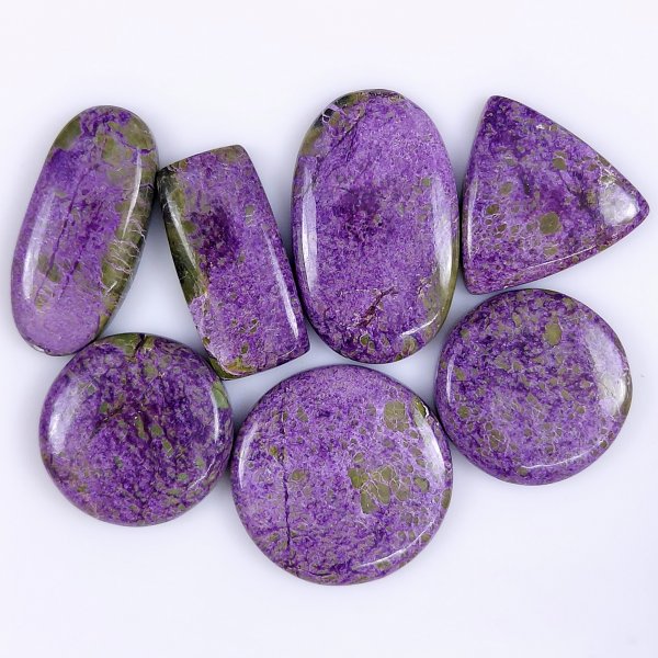 7 Pcs 149Cts Natural Purple Stichtite Cabochon Gemstone Lot Mix Shape &amp; Size 35x20 24x24mm#6134